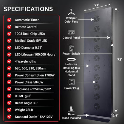 Full-Body Dual-Chip Clinical-Grade Red Light Therapy Panel (SAK63480)