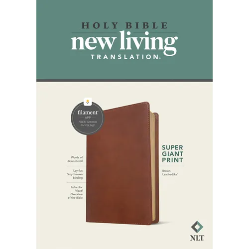 NLT Super Giant Print Bible, Filament Enabled (Leatherlike, Brown, Red Letter) - Imitation Leather