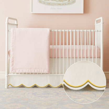 Scallop Embroidery Cotton Crib Skirt