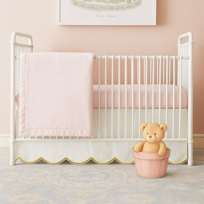 Scallop Embroidery Cotton Crib Skirt