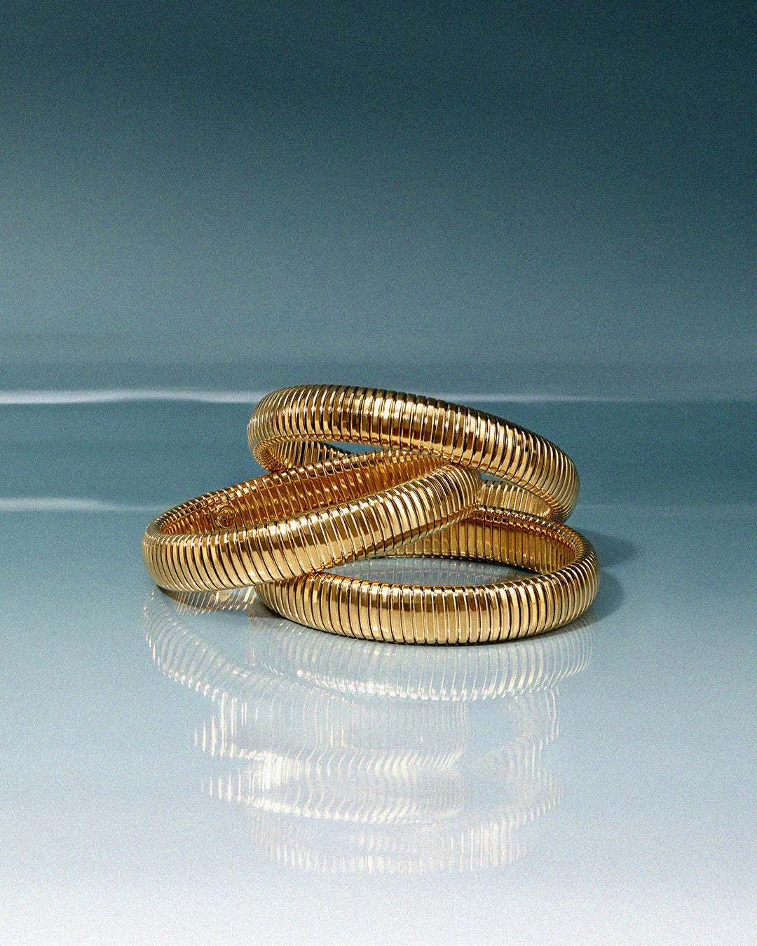 Flex Snake Chain Bracelet- Set of 3 (12mm wide)- Gold