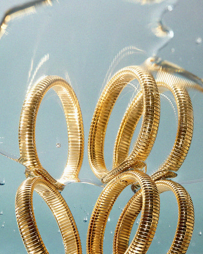 Flex Snake Chain Bracelet- Set of 3 (12mm wide)- Gold