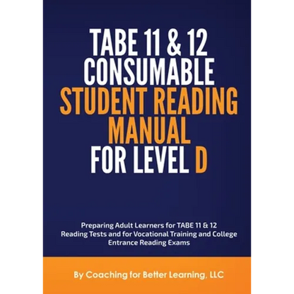 TABE 11 and 12 CONSUMABLE STUDENT READING MANUAL FOR LEVEL D - Paperback