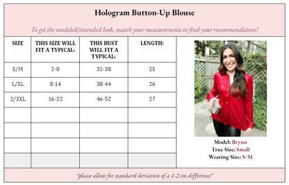 Halo Holographic Button-Up Blouse