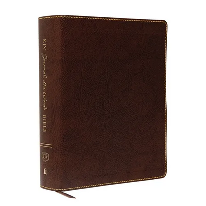 KJV, Journal the Word Bible, Large Print, Bonded Leather, Brown, Red Letter Edition: Reflect, Journal, or Create Art Next to Your Favorite Verses - Leather