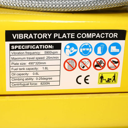 Heavy-Duty 2.5HP 79CC 8200N Gas-Powered Plate Compactor Machine (SAK58492)