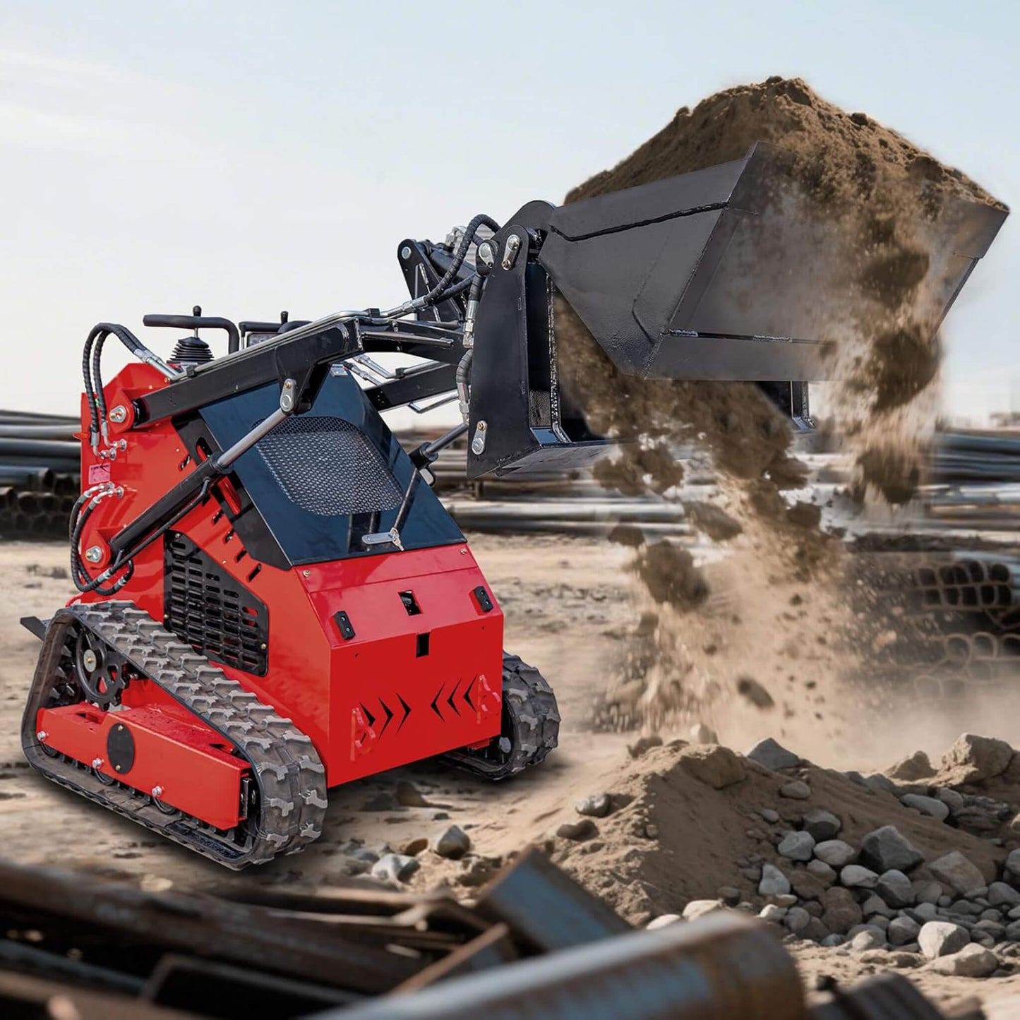 Heavy-Duty 4-In-1 Multipurpose Mini Skid Steer Bucket Combo Attachment (SAK12847)