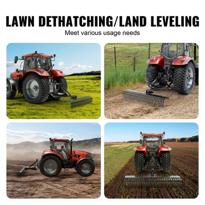Heavy-Duty 72-Inch 3-Point Tow Behind Tractor Dethatcher Attachment With Steel Tines (SAK79426)