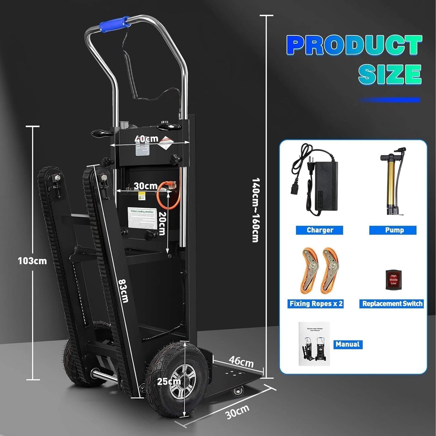 Heavy-Duty 900LBS Electric Motorized Stair Climbing Dolly (SAK75803)