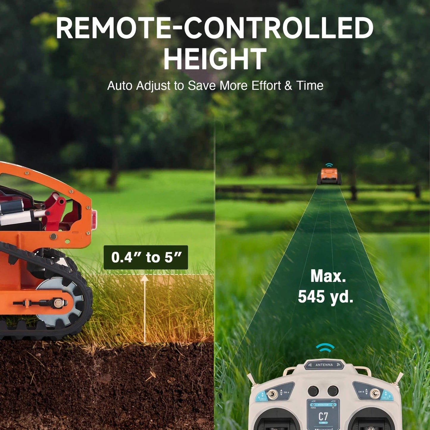 OVK Heavy-Duty 9HP Commercial Remote-Controlled Gasoline-Powered Mower (SAK92146)
