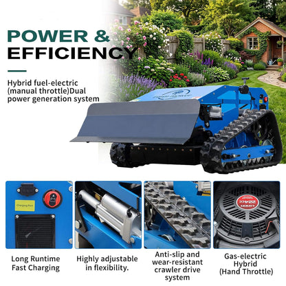 Heavy-Duty 9HP Remote-Controlled Track Gas Lawn Mower With Snow Plow (SAK71268)