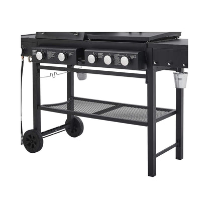 Castelle Flame Heavy-Duty All-In-One Outdoor 5-Burner 56K BTU Liquid Propane Grill (SAK57124)