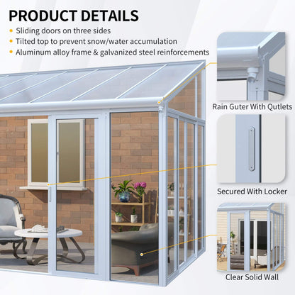[10X14FT] Alora Lumina Heavy-Duty All-Season Aluminum Alloy Patio Sunroom With 3 Lockable Sliding Doors (SAK62713)
