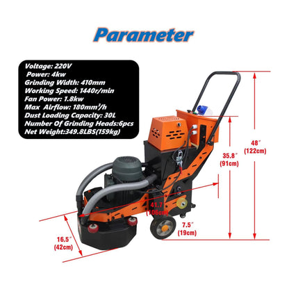 Heavy-Duty Electric Hand-Push Concrete Floor Grinder Polisher (SAK64185)
