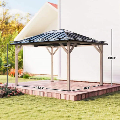 [08X10] Alora Heavy-Duty Fir Wood Hardtop Gazebo With Galvanized Steel Roof And Ceiling Hooks (SAK29467)