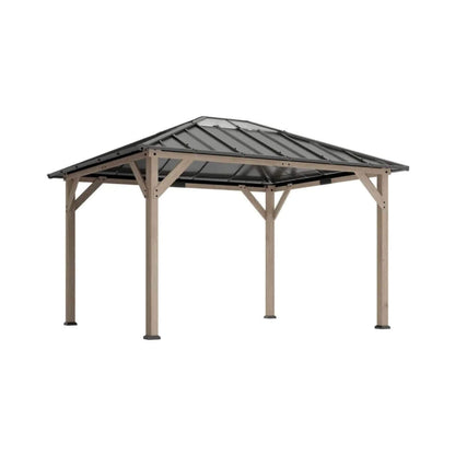 [08X10] Alora Heavy-Duty Fir Wood Hardtop Gazebo With Galvanized Steel Roof And Ceiling Hooks (SAK29467)