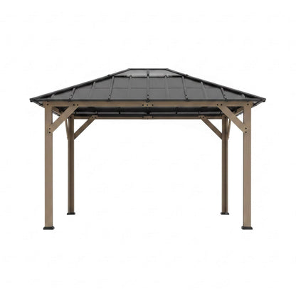 [08X10] Alora Heavy-Duty Fir Wood Hardtop Gazebo With Galvanized Steel Roof And Ceiling Hooks (SAK29467)