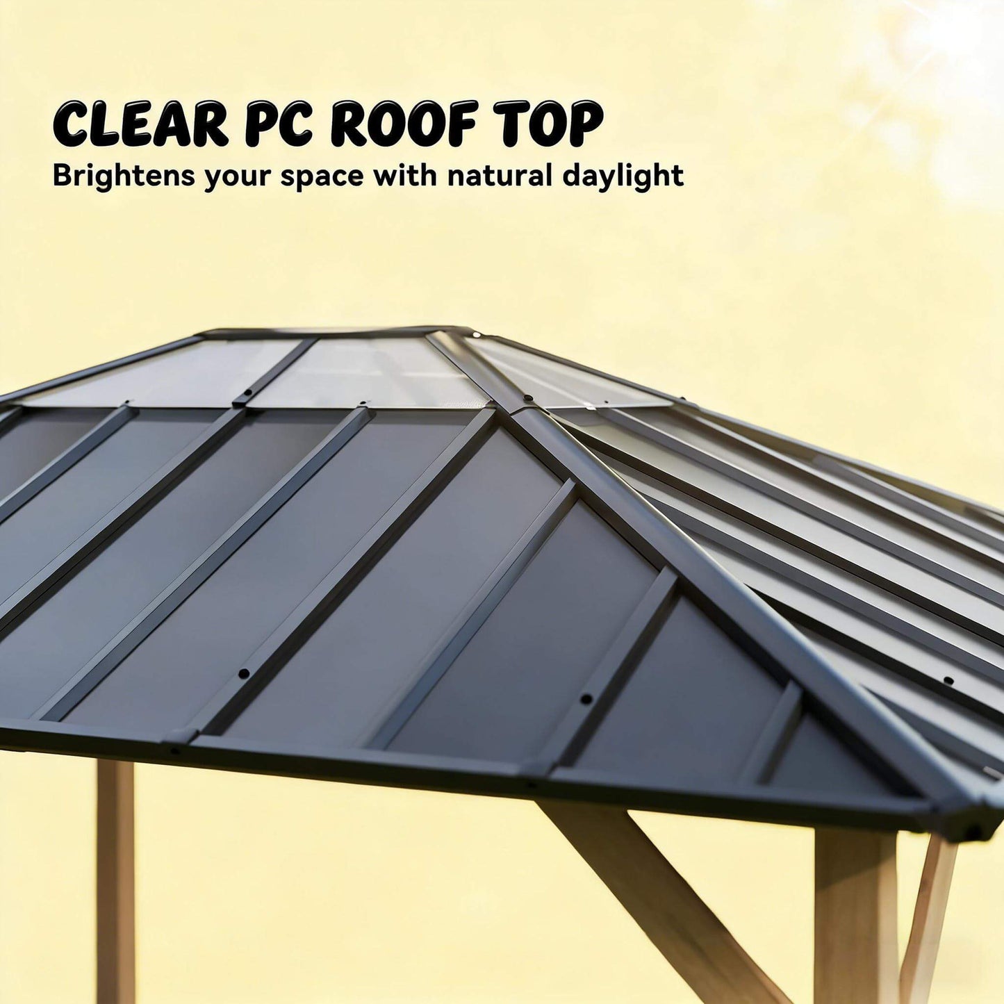 [08X10] Alora Heavy-Duty Fir Wood Hardtop Gazebo With Galvanized Steel Roof And Ceiling Hooks (SAK29467)