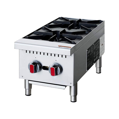 Heavy-Duty Stainless Steel Commercial 2-Burner 50K BTU Countertop Gas Stove Range (SAK29475)