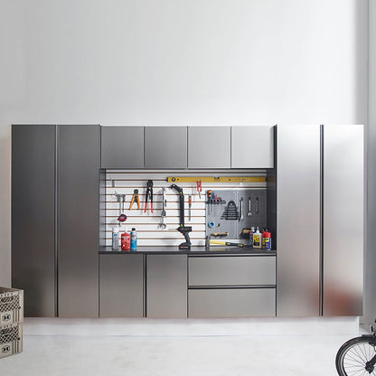 Alora Heavy-Duty Wall-Mounted Metallic Gray Garage Cabinet Set With Soft Closing Doors And Drawers (SAK24368)