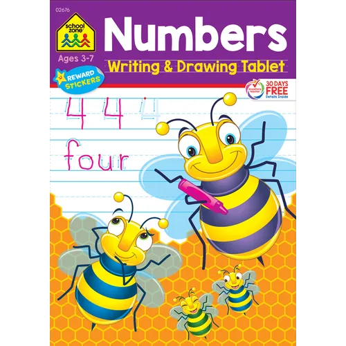 School Zone Numbers Writing & Drawing Tablet Workbook - Paperback