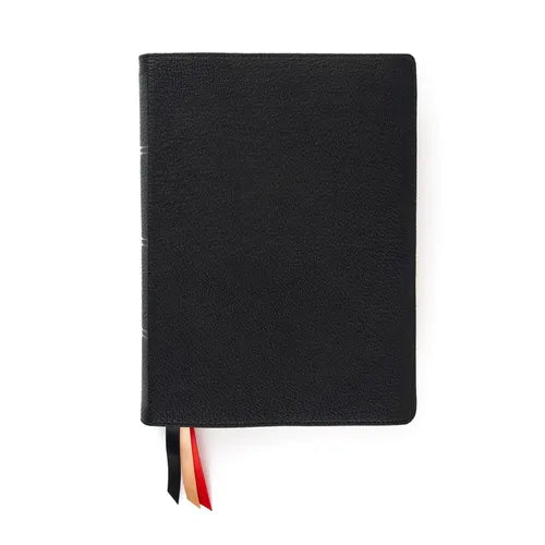 CSB Ancient Faith Study Bible, Holman Handcrafted Collection, Premium Black Goatskin: Black Letter, Church Fathers, Study Notes and Commentary, Ribbon - Leather
