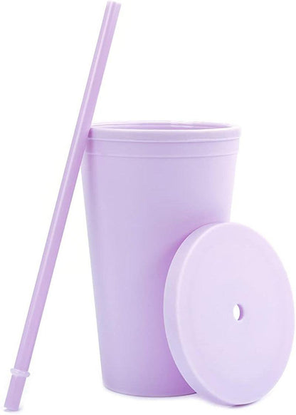 Pastel Cup Blank Cups Tumblers, 16 oz Matte Tumblers, Double Wall Acrylic Tumbler With Straw and Screw Lid BPA Free Pink, Blue, Purple, Mint