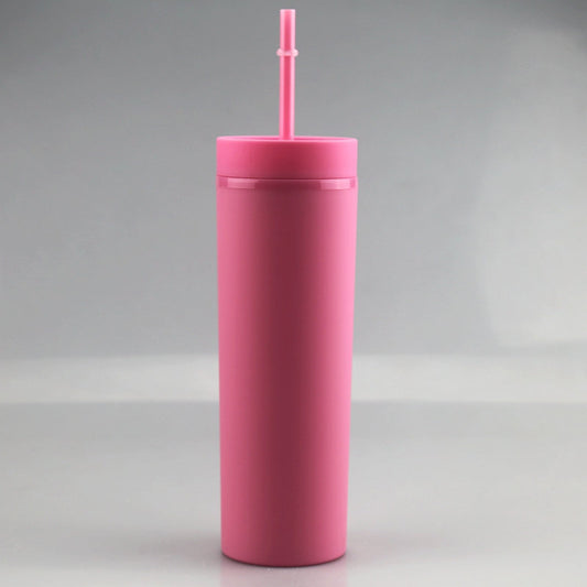 Pastel Straight Blank Tumblers, 16 oz Matte Tumblers, Double Wall Acrylic Tumbler With Straw and Screw Lid