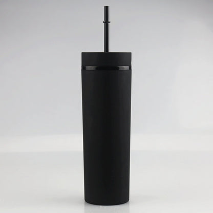 Pastel Straight Blank Tumblers, 16 oz Matte Tumblers, Double Wall Acrylic Tumbler With Straw and Screw Lid