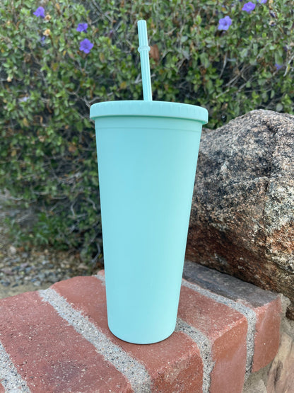 Pastel Cup Blank Cups Tumblers, 24 oz Matte Tumblers, Double Wall Acrylic Tumbler With Straw and Screw Lid BPA Free