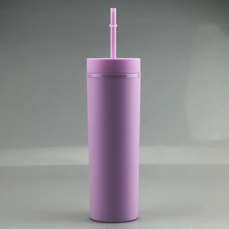 Pastel Straight Blank Tumblers, 16 oz Matte Tumblers, Double Wall Acrylic Tumbler With Straw and Screw Lid