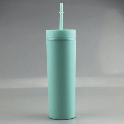Pastel Straight Blank Tumblers, 16 oz Matte Tumblers, Double Wall Acrylic Tumbler With Straw and Screw Lid