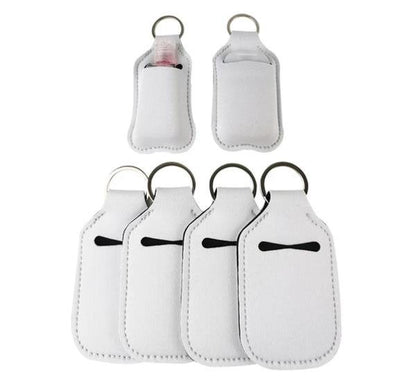 1 x Blank 1oz Hand Sanitizer Sleeve Key Holder, White Sublimation Ready, Sublimation Key Ring, Neoprene Sublimation Keychain