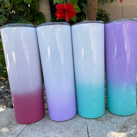 Blank Skinny Ombre 20oz Tumbler Stainless Sublimation Tumbler kit W/Straw & lid BPA Free
