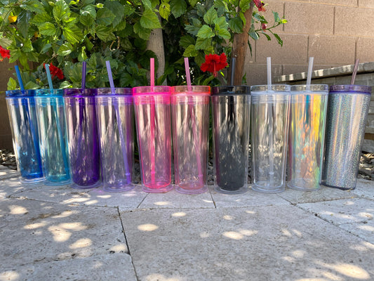 Blank Clear Skinny 19oz Large acrylic Tumbler kit W/Straw & lid BPA Free
