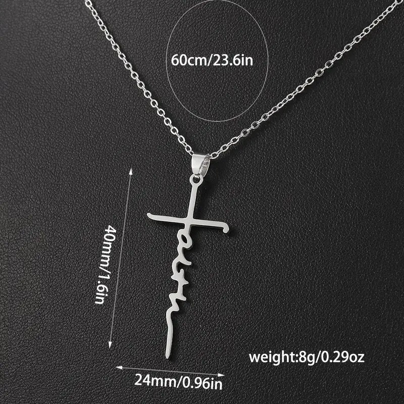 Dainty Silver, Gold, Rose Gold, & Black Faith Necklace Chain