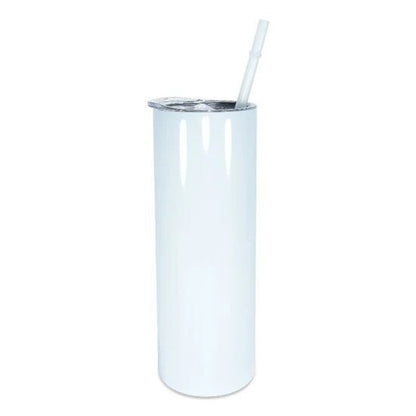 30oz Blank White Stainless Straight Sublimation Tumbler kit W/Straw