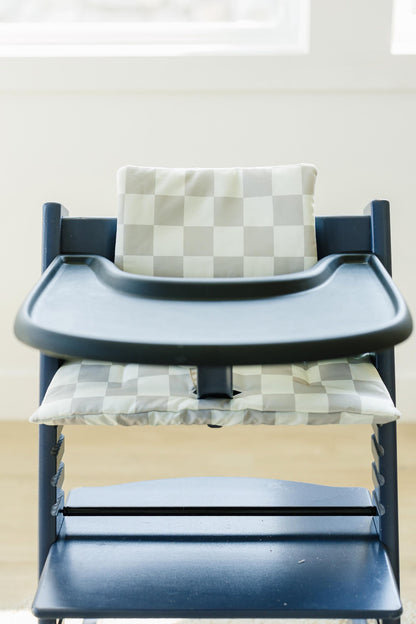 Wipeable Highchair Cushion for Stokke Tripp Trapp: Neutral Checkered Cover