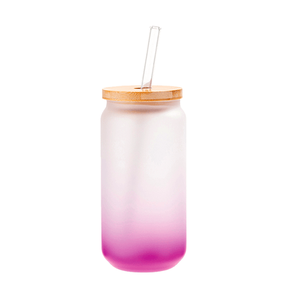 16oz Sublimation blank glass Jar Cans ombre gradient Tumblers (Includes Bamboo Lid & Straw)