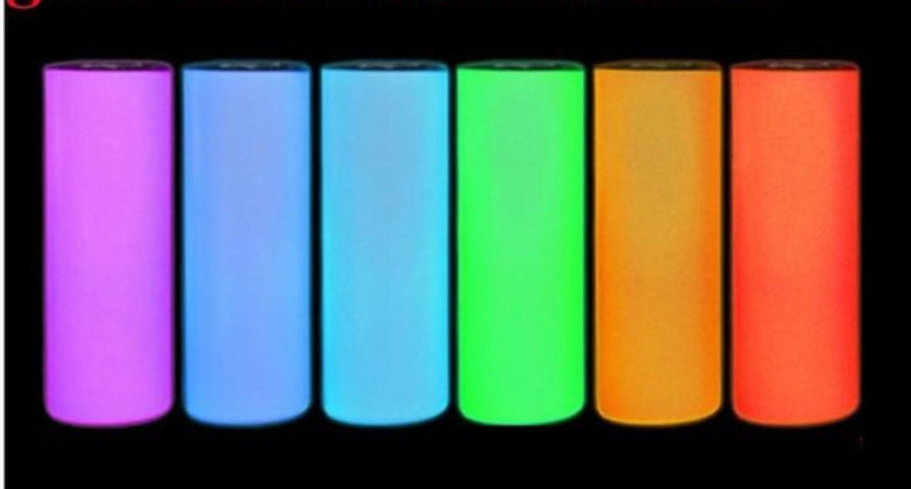 20oz Tumblers Glow in the Dark Blank White Red Coral Blue Green or Pink Stainless Sublimation Tumbler W/Straw, lid & Box