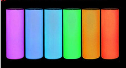 20oz Tumblers Glow in the Dark Blank White Red Coral Blue Green or Pink Stainless Sublimation Tumbler W/Straw, lid & Box
