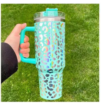 40oz Holographic Cheetah Leopard Laser Etched Stainless Tumbler