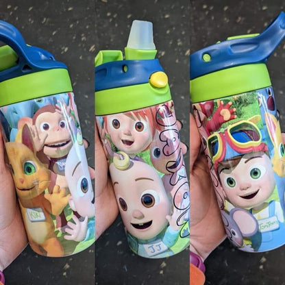 12oz Blank Sublimation Sippy Cup White Straight Stainless Drinking Tumbler Sport Water Bottles with Handle
