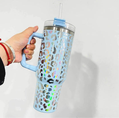 40oz Holographic Cheetah Leopard Laser Etched Stainless Tumbler