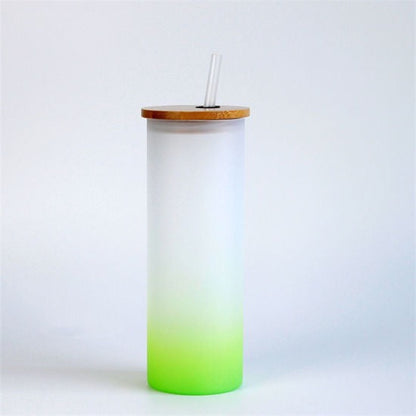 25oz Sublimation blank glass ombre gradient Tumblers (Includes Bamboo Lid & Straw)