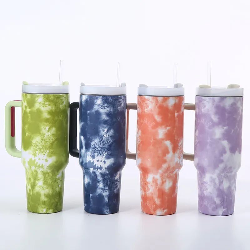 40oz Tie Dye Stainless Tumbler With Handle