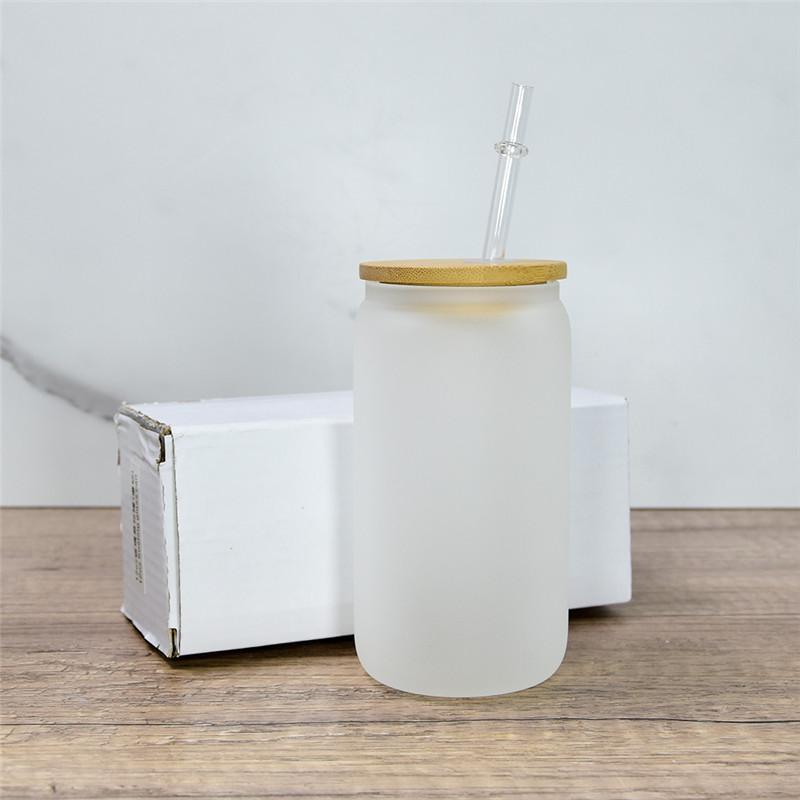 12oz or 16oz Sublimation Blank Glass Can Jar Tumbler (Clear or Frosted)