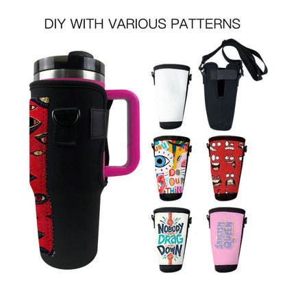 Sublimation Blank Neoprene 40oz tumbler tote pouch holder with adjustable strap