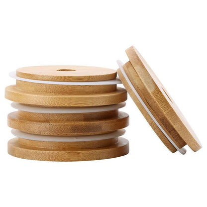 12oz 16oz & 25oz Glass can jars or tumbler bamboo replacement lids