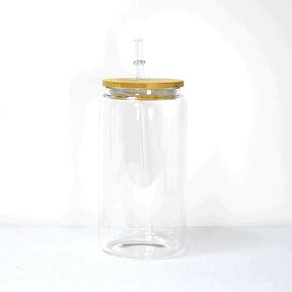 12oz or 16oz Sublimation Blank Glass Can Jar Tumbler (Clear or Frosted)